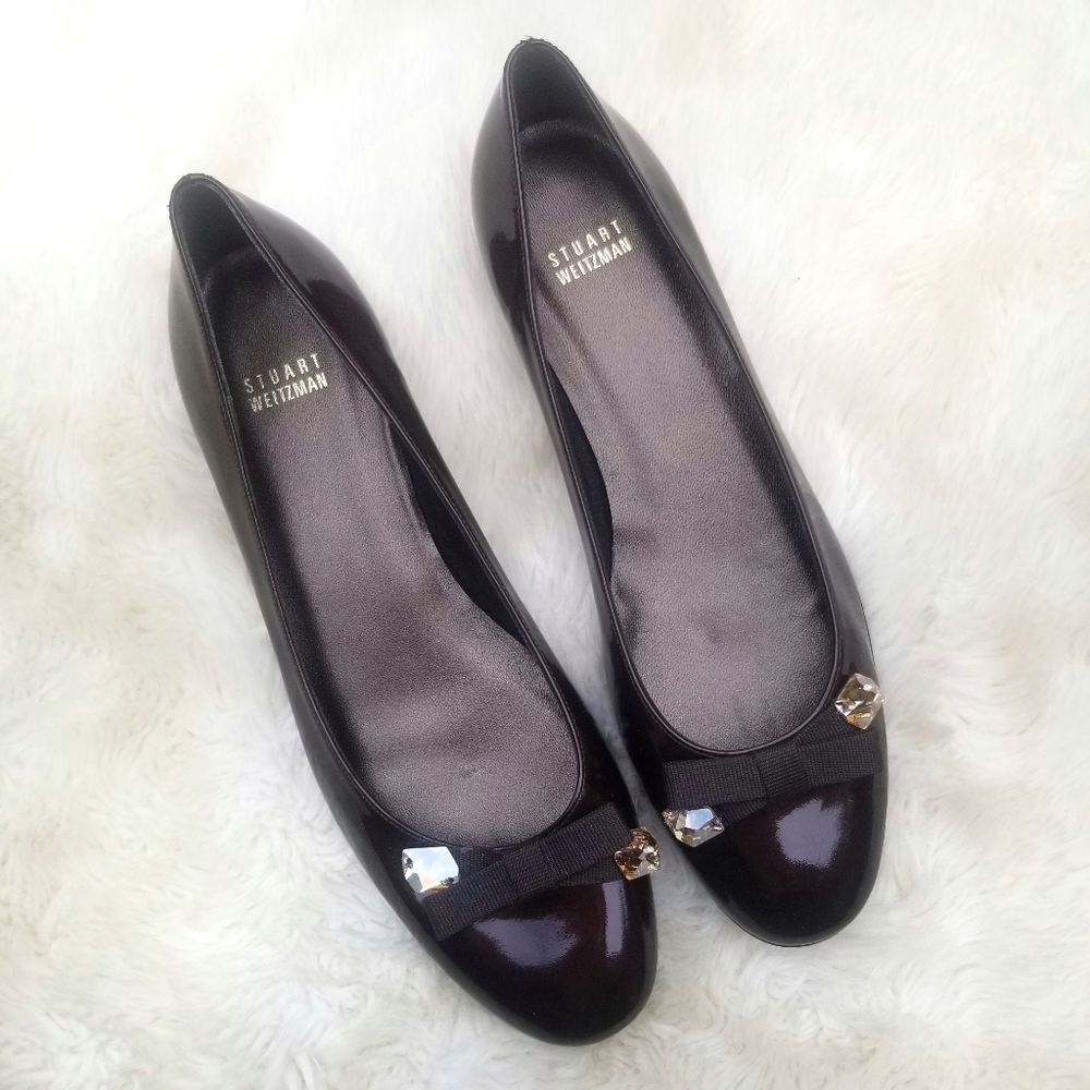 Stuart Weitzman metallic brown bejeweled flats 10